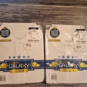Authentic Galaxy School Uniform White Short Sleeve Polo Shirt Sz 16 NEW (2 Pack)